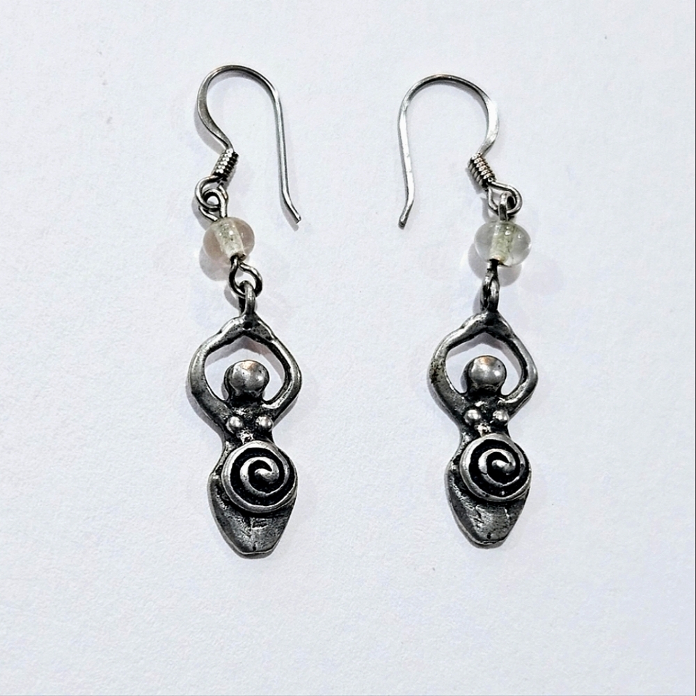 Silver Goddess Dangle Earrings